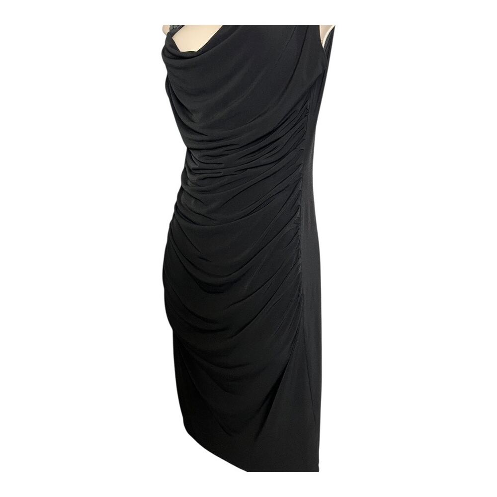 Valerie Bertinelli Dress Women's 6 Black Sleeveless Ruched Beaded Cocktail - Picture 3 of 8